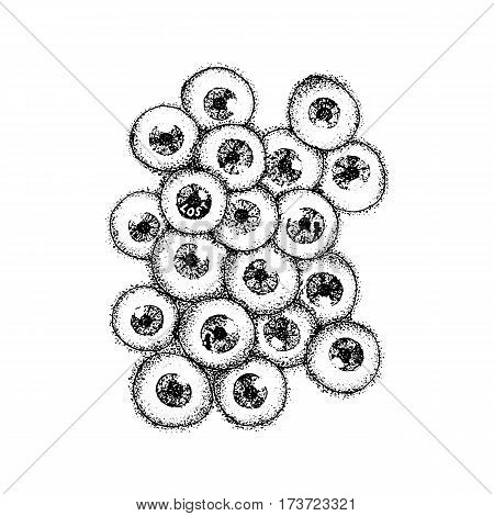 Dotwork Human Eyeballs. Vector Illustration of Scary Eyes Concept. Tattoo Hand Drawn Sketch.