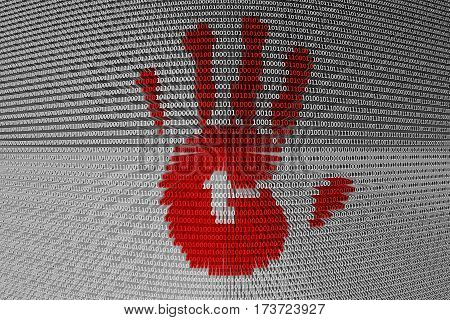 digital footprint in the form of binary code, 3D illustration