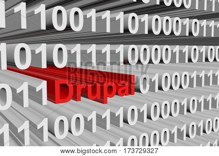 drupal in the form of binary code, 3D illustration