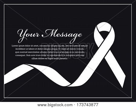 Funeral card - White ribbon and place for text vector design