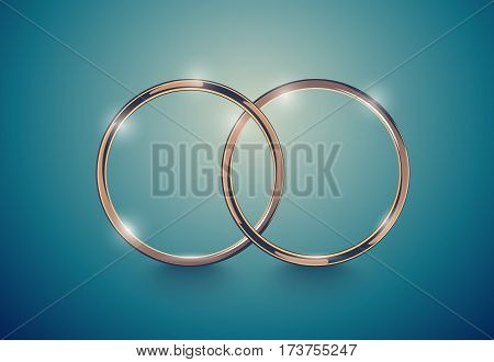 Abstract luxury golden ring. Vector light vintage effect background. Round frame on deep volume turquoise. Space for your wedding message design.