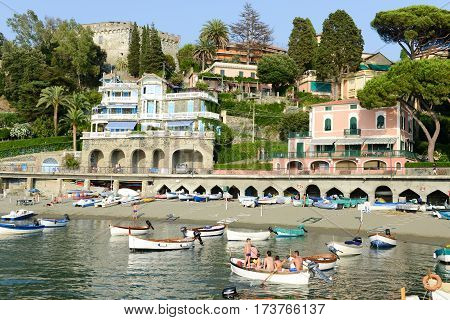 The Beach Of Levanto In Liguria, Italy