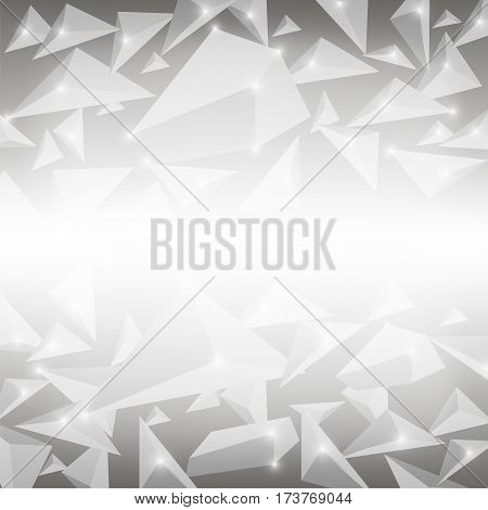 Grey Crystal Pattern. Explosion of Particles. Abstract Parts Background