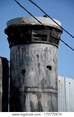 Bethlehem, Palestine. January 6Th 2017 - Aida Refugee Camp In Palestine, Burned Observation Post