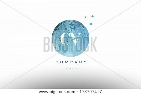Cv C V  Watercolor Grunge Vintage Alphabet Letter Logo