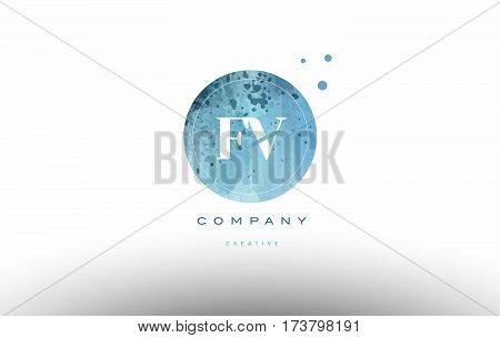 Fv F V  Watercolor Grunge Vintage Alphabet Letter Logo