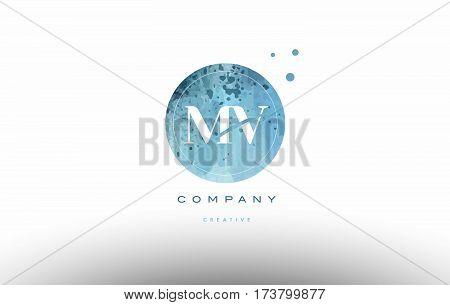 Mv M V  Watercolor Grunge Vintage Alphabet Letter Logo