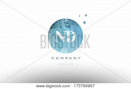 Nd N D  Watercolor Grunge Vintage Alphabet Letter Logo