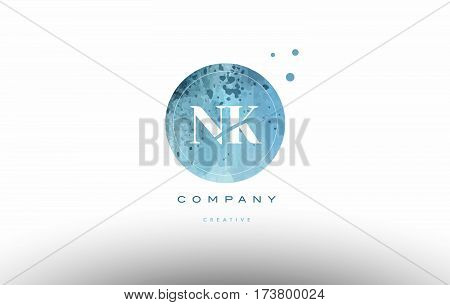 Nk N K  Watercolor Grunge Vintage Alphabet Letter Logo