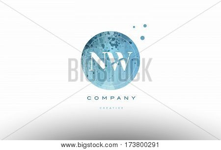 Nw N W  Watercolor Grunge Vintage Alphabet Letter Logo