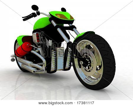 Motorcykel på en spegel bakgrund