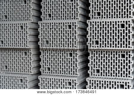 Close view on the stack of airbricks