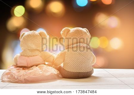 valentine daytwo teddy bears holding in love
