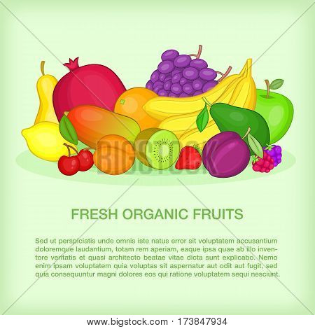 Fruits concept organic. Cartoon illustration of fruits vector concept for web