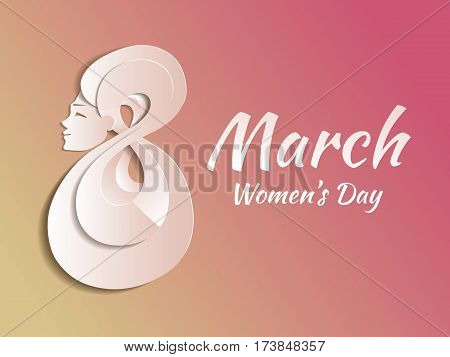 March 8th Holiday greeting card. Stylized as paper and designed in pastel gentle tones. Vector illustration which can be used in any size.