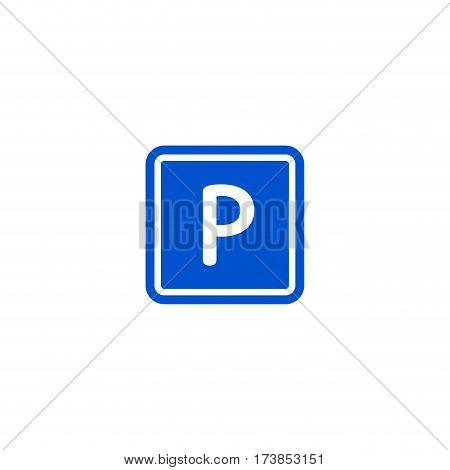 Parking zone roadsign isolated on white background vector illustration. Car parking regulation symbol, traffic sign, road information and help, roadway auto service icon