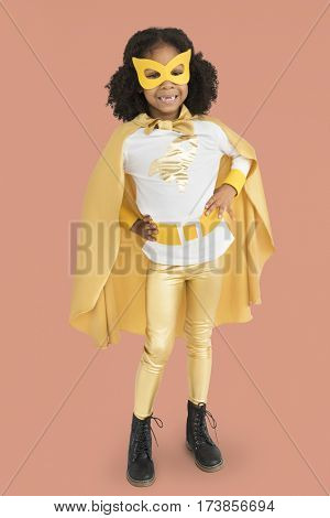 Little Girl Superherokid Pose Smile Studio