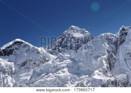 Mt. Everest  8848 m. Highest mountain in the world. Himalayas, Nepal