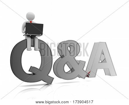 Person Is Sitting On Q&a Etters And Uses A Laptop