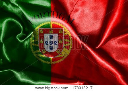 Portugal National Flag With Country Name Written On It 3D Illustration