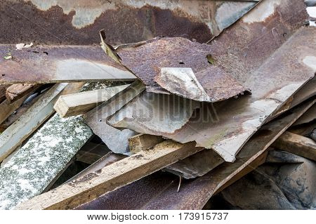 Builders Rubble Stacked And Ready For Collection And Removal