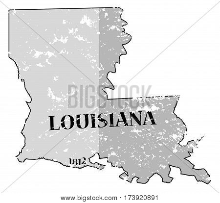 Louisiana State And Date Map Grunged
