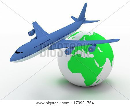 3D Aircraft And Earth Globe