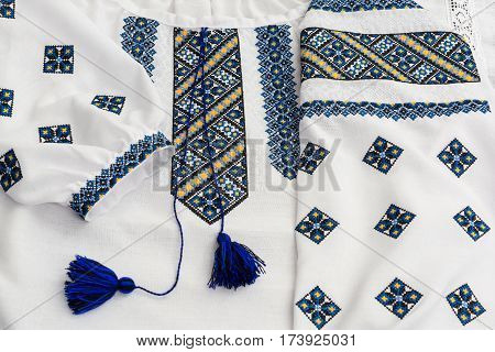 Ukrainian National Clothes. Tradicional Female Embroidered Shirt.