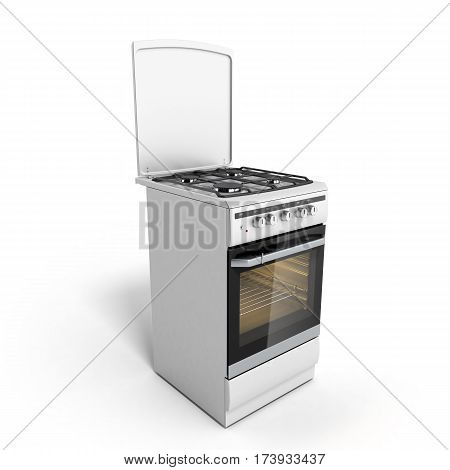 Gas Stove 3D Render Isolated On A White Background