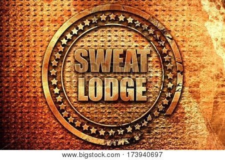 sweat lodge, 3D rendering, metal text