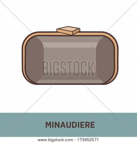 Modern fashion bag female accessory. Fashionable and trendy handbag. Illustration isolated on white. Design element in flat style