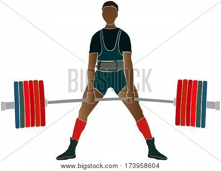 male athlete power lifter deadlift in power lifting color silhouette