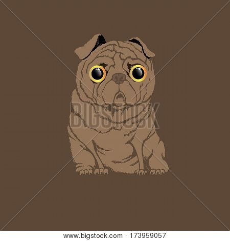 pug dog vector breed illustration purebred animal