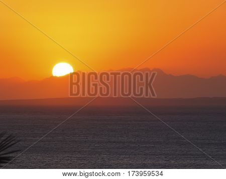 Beautiful sunset on the Red Sea in Egypt