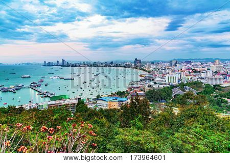 View of Pattaya in the evening from Pratumnak hill
