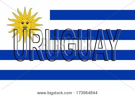 Illustration of the national flag of Uruguay with the country written on the flag.