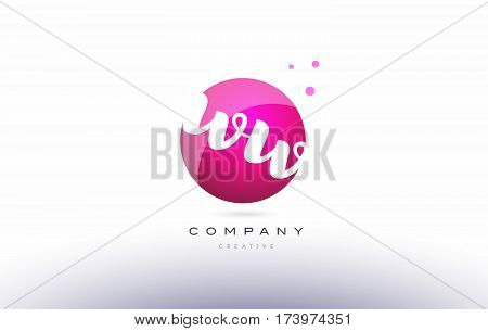 Ww W  Sphere Pink 3D Hand Written Alphabet Letter Logo