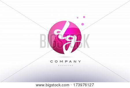 Dg D G  Sphere Pink 3D Hand Written Alphabet Letter Logo