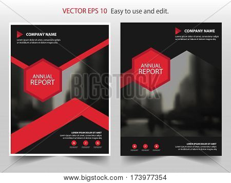 Red black hexagon Vector annual report Leaflet Brochure Flyer template design book cover layout design abstract business presentation template a4 size design