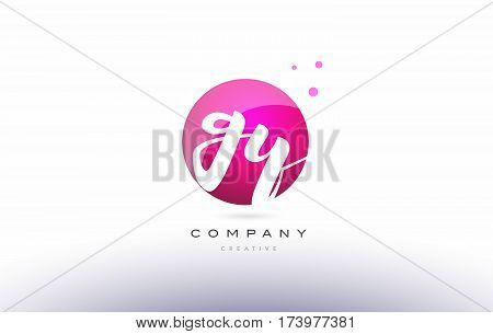 Gy G Y  Sphere Pink 3D Hand Written Alphabet Letter Logo
