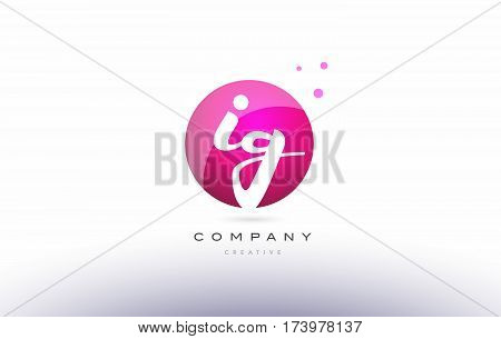 Ig I Q  Sphere Pink 3D Hand Written Alphabet Letter Logo