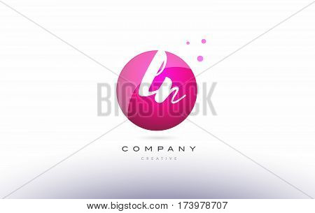 Ln L N  Sphere Pink 3D Hand Written Alphabet Letter Logo