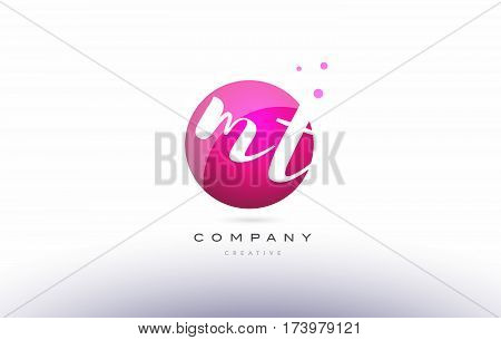 Mt M T  Sphere Pink 3D Hand Written Alphabet Letter Logo