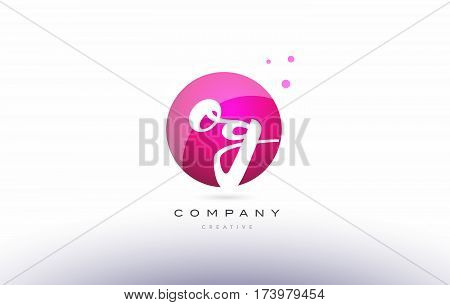Og O G  Sphere Pink 3D Hand Written Alphabet Letter Logo