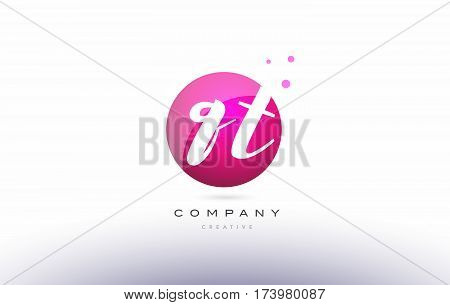 Qt Q T  Sphere Pink 3D Hand Written Alphabet Letter Logo