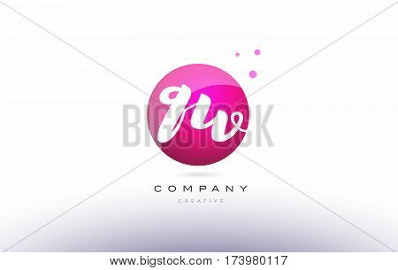 Qw Q W  Sphere Pink 3D Hand Written Alphabet Letter Logo