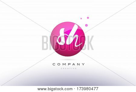 Sh S H  Sphere Pink 3D Hand Written Alphabet Letter Logo