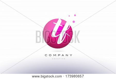 Tf T F  Sphere Pink 3D Hand Written Alphabet Letter Logo