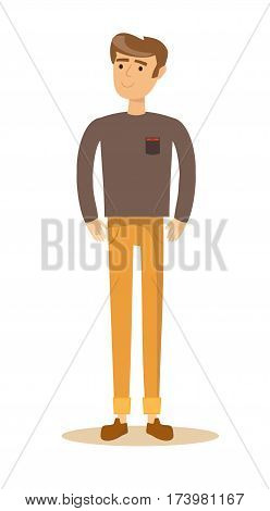 Portrait of a handsome young smiling man. Isolated on white background. Stock illustration