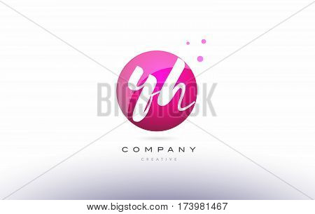 Yh Y H  Sphere Pink 3D Hand Written Alphabet Letter Logo